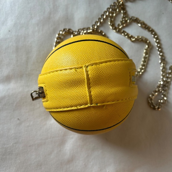 Yellow "Waiober" Basketball Crossbody Purse - Missing Zipper Pull - Picture 4 of 5
